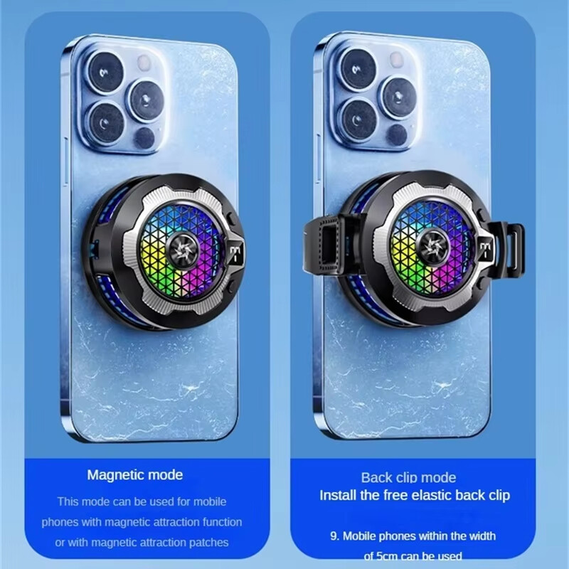 Magnetski hladnjak za telefon s bežičnim punjenjem za iPhone15, 14, 13, 12, 11 S24Ultra ventilator za hlađenje telefona sa stražnjom stegom, hlađenje igre