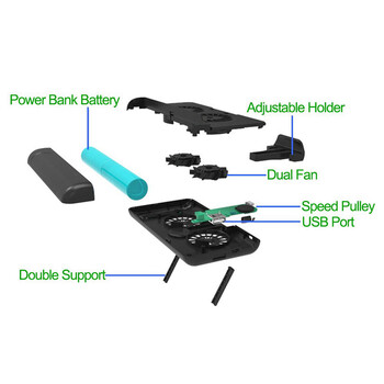 Πίσω Τύπος κλιπ Τηλέφωνο Ανεμιστήρες ψύξης Τηλέφωνο Καλοριφέρ Κινητό Τηλέφωνο Cooler Stand με επαναφορτιζόμενη μπαταρία 2200mAh/ 4400mAh
