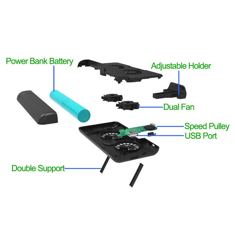 Tip stražnje kopče Ventilatori za hlađenje telefona Radijator za mobitel Hladnjak za stalak Držač s 2200mAh/4400mAh punjivom baterijom