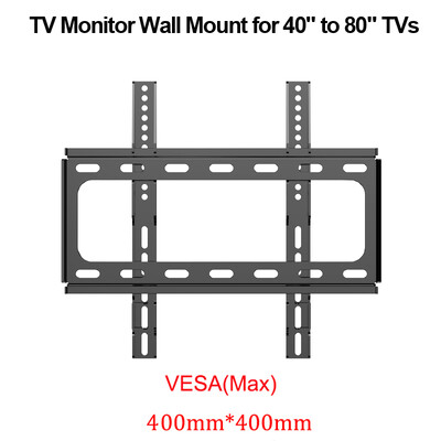 TV fali tartó a legtöbb 40"-80" lapos/hajlított TV-hez rögzítve Max VESA 400X400mm-ig 110Lbs helytakarékos univerzális TV-tartóval