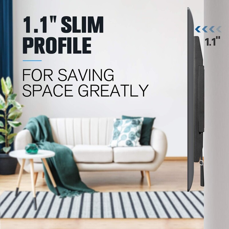 Televizoriaus sieninis laikiklis tvirtinamas daugeliui 40"–80" plokščių / lenktų televizorių su Max VESA 400x400 mm iki 110 lbs erdvę taupančiu universaliu televizoriaus laikikliu