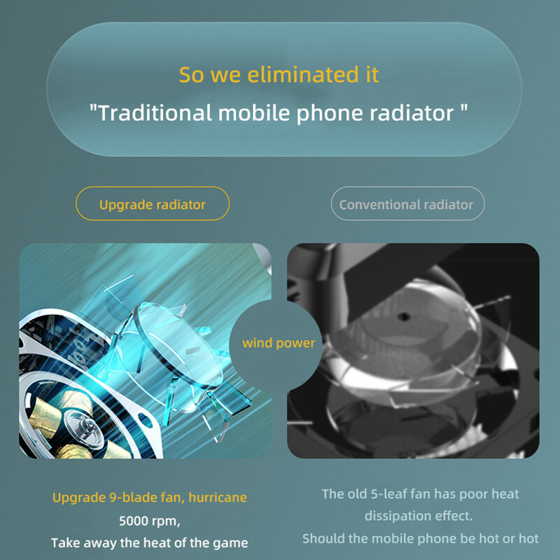 Универсален мини мобилен телефон Охлаждащ вентилатор Радиатор Turbo Hurricane Игра Охладител Охлаждащ радиатор за мобилен телефон за IPhone/за Xiaomi