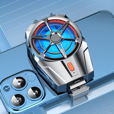 Акумулаторен охладител за мобилен телефон с двоен вентилатор за Android IOS PUBG Gaming Radiator Game Cooler Преносим охлаждащ вентилатор със синя светлина