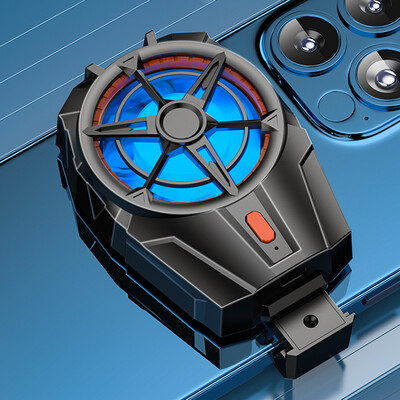 Акумулаторен охладител за мобилен телефон с двоен вентилатор за Android IOS PUBG Gaming Radiator Game Cooler Преносим охлаждащ вентилатор със синя светлина