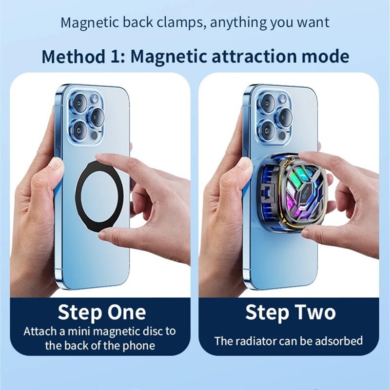 X76A Clip din spate Radiator mobil magnetic cu afișaj digital Răcitor tabletă pentru iPhone Samsung Xiaomi Radiator universal pentru jocuri