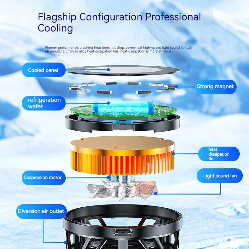 15W GT31 Magnetski radijator za mobitel Hladnjak za igrice Hladnjak sa stražnjom kopčom Hladnjak za IPhone Xiaomi Huawei Samsung Ventilator za hlađenje mobilnog telefona