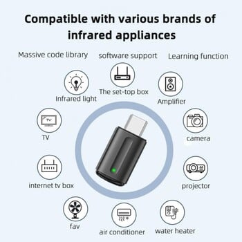 Διασύνδεση Micro USB Type-C Τηλεχειριστήριο κινητού τηλεφώνου Smart App Wireless Infrared Appliance Adapter Για