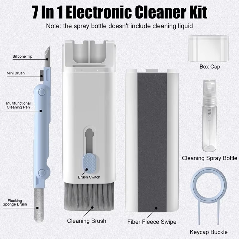 7 в 1 Heady Hearphone Cleaning Pen for Headset Keyboard Cleaning Tools Cleaning Keycap Kit Комплект четки за почистване на клавиатура на компютъра