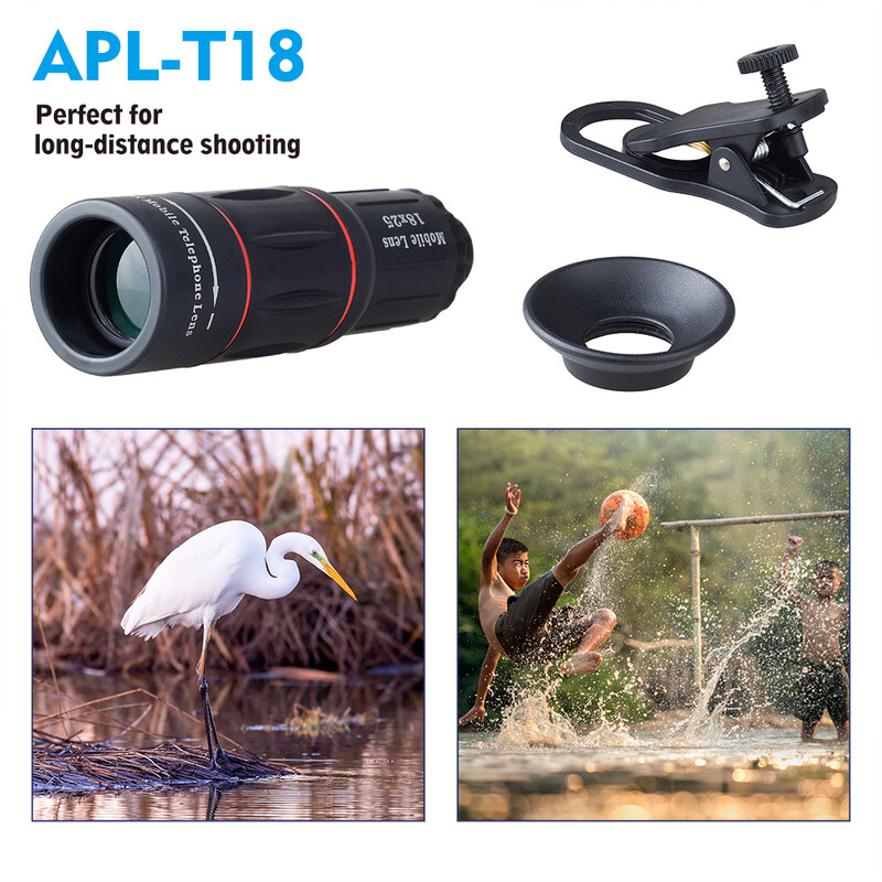 APEXEL Universal 18x25 Zoom monocular HD Optic Telefon mobil Lentile de observare Sondaj Teleobiectiv 18X cu trepied pentru Smartphone