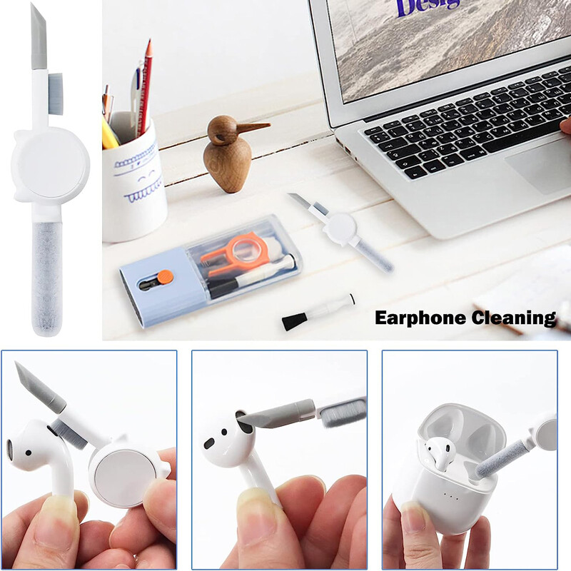 10in1 Cleaner Kit Четка за почистване на екрана, клавиатурата за Airpod, MacBook, iPad, iPhone, лаптоп, телефон, таблет, компютър, камера, електроника