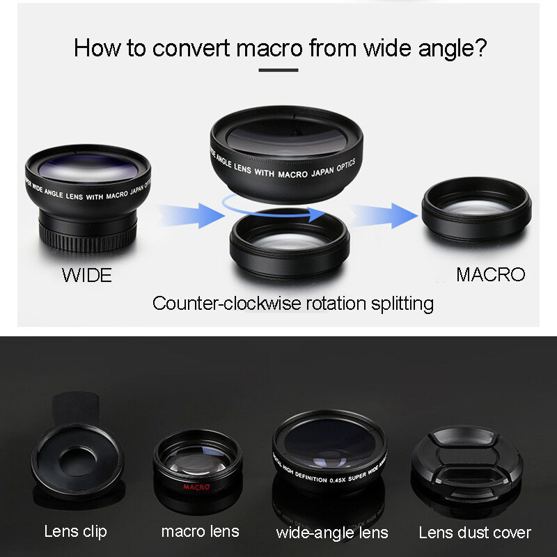 Mobitel 37MM 0.45X 49UV super širokokutni + makro objektiv za mobilni fotoaparat za telefon Dodaci za mobitele Podrška za pametne telefone