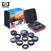 APEXEL Komplet leća za telefon univerzalni 10 u 1 Fisheye širokokutni makro objektiv CPL filter Kaleidoskop + 2X teleskopski objektiv za pametni telefon