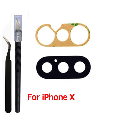 1 set stražnjeg stakla za objektiv kamere za iPhone X XR Xs 11 12 13mini Pro Max stražnja kamera s 3 m ljepila i alata za uklanjanje dijelova za popravak