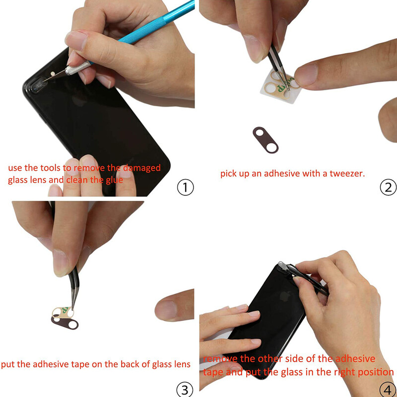 1 set stražnjeg stakla za objektiv kamere za iPhone X XR Xs 11 12 13mini Pro Max stražnja kamera s 3 m ljepila i alata za uklanjanje dijelova za popravak