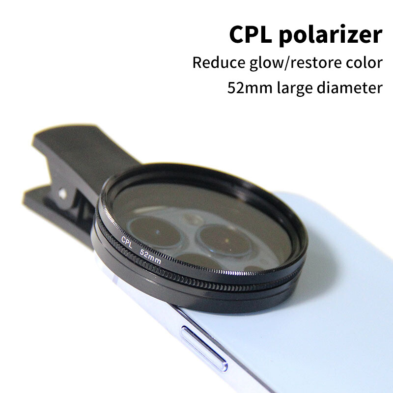 37MM/52MM CPL filtras apskrito fotoaparato juodos spalvos priedai universalūs su segtuku nešiojamasis profesionalus telefono poliarizacinis plataus kampo objektyvas