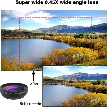 Κιτ φακών κινητού τηλεφώνου 37mm Universal 0,45x Ultra Wide Angle και 12,5x Ultra Macro φακός κάμερας HD για iPhone και Xiaomi