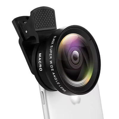 Kit de lentile universale pentru telefonul mobil de 37 mm, unghi ultra larg de 0,45x și obiectiv ultra macro de 12,5x, obiectiv pentru cameră HD pentru iPhone și Xiaomi