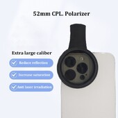 Universalus 52 mm 67 mm CPL fotoaparato objektyvo filtras Profesionalus nešiojamasis poliarizatorius su gnybtu, neatspindinčiu telefono filtru visiems telefonams