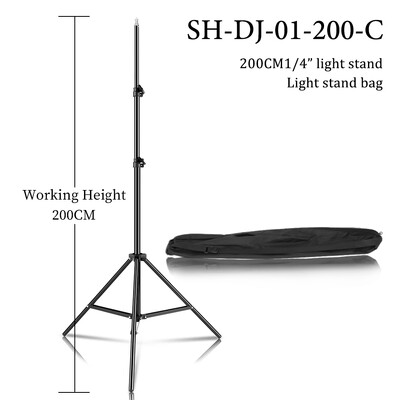 Trepied pentru fotografie de 200 cm, cu cap de șurub 1/4, suport de lumină reglabil, trepied foto pentru studio foto cu inel de lumină