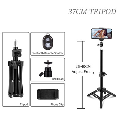 Trepied pentru fotografie de 200 cm, cu cap de șurub 1/4, suport de lumină reglabil, trepied foto pentru studio foto cu inel de lumină
