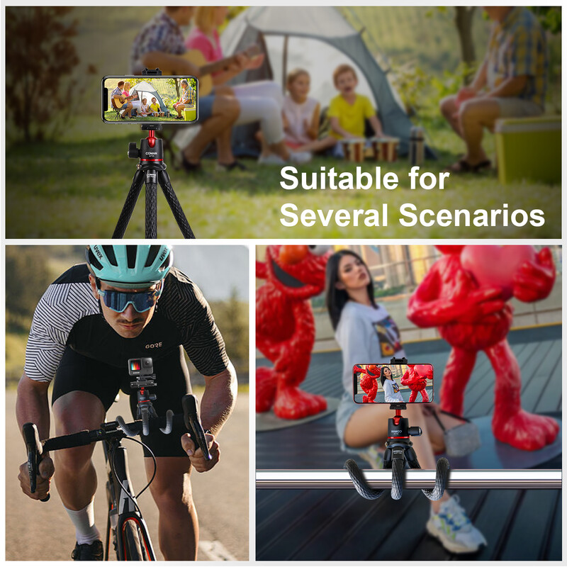 COMAN MT-35 Fleksibilni stativ za kameru, skriveni nosač za stativ za telefon s hladnim stativom za pametni telefon DSLR stativ za iPhone 15 Pro Max Samsung