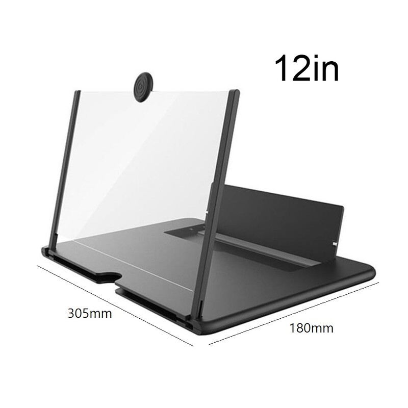 Pojačalo zaslona od 12 inča, 3D sklopivo povećalo zaslona, univerzalni mobilni telefon, video povećalo, nosač, stalak za povećanje zaslona