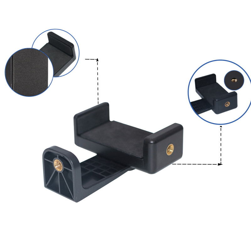 Universalus telefono trikojo tvirtinimo adapteris Mobiliojo telefono kirpimo laikiklis Vertikalus 360 laipsnių trikojo stovas 1/4 prisukamas mobiliojo telefono spaustuko laikiklis