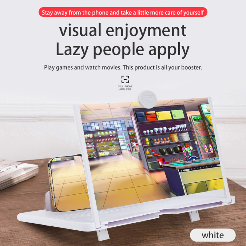 Лупа за екран на мобилен телефон Преносим 12-инчов 3D лупа за екран на мобилен телефон Универсален държач за смартфони iPhone Android