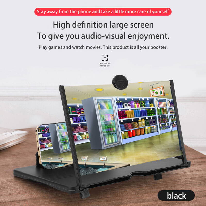 Лупа за екран на мобилен телефон Преносим 12-инчов 3D лупа за екран на мобилен телефон Универсален държач за смартфони iPhone Android