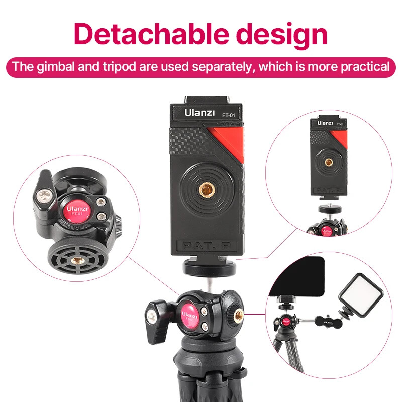 Ulanzi FT-01 lankstus trikojis, skirtas išmaniųjų telefonų aštuonkojų trikojams su 1/4 prisukamu telefono laikikliu Mobilus Vlogging trikojis Kelioninis trikojis