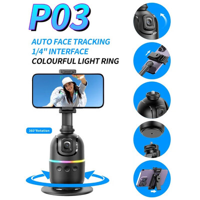 P03 Gimbal stabilizatorius, skirtas mobiliajam telefonui AI 360 Follow Selfie stovo veido sekimo stalinis gimbalas, skirtas mobiliesiems telefonams ir fotoaparatams
