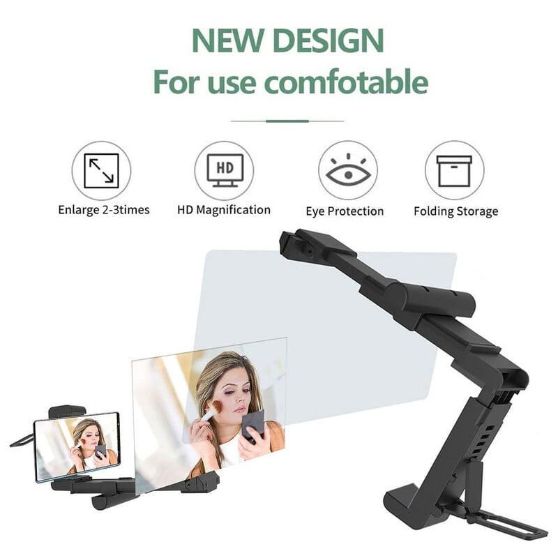 10 colių ekrano didintuvas HD sulankstomas stiprintuvas mobiliajam telefonui su reguliuojamo kampo išmaniojo telefono ekrano didintuvo stovu mobilusis telefonas