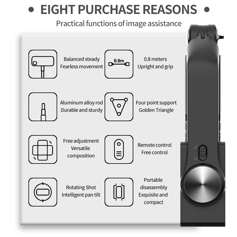 Ručni gimbal stabilizator za pametni telefon 1-osni sa selfie štapom stativ Bežični Bluetooth daljinski upravljač za iPhone Android