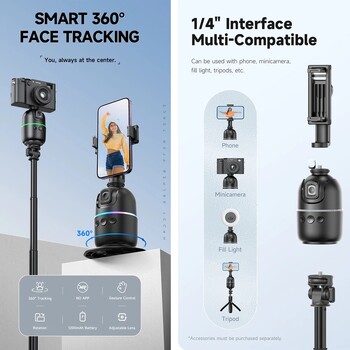 FGCLSY 2024 AI Smart Gimbal 360° Auto Face Tracking Gimbal Всичко-в-едно Въртене за смартфон видео Vlog стабилизатор Държач за телефон