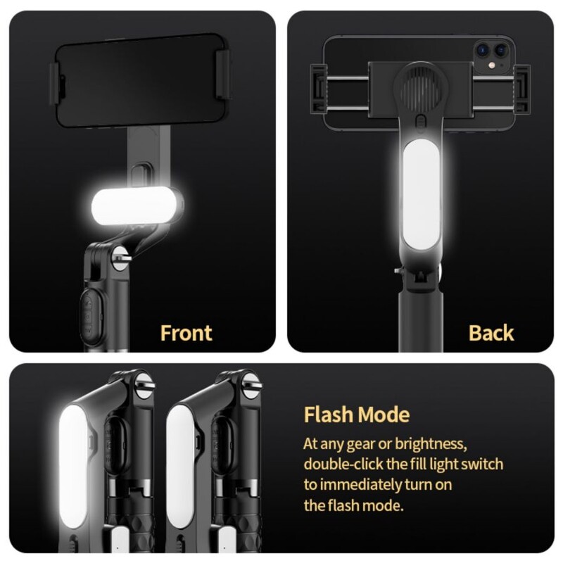 Rankinis gimbalo stabilizatorius, skirtas 1 ašies išmaniajam telefonui su „Selfie Stick“ trikojo stovu, belaidžiu „Bluetooth“ nuotolinio valdymo pultu, skirtu „iPhone Android“