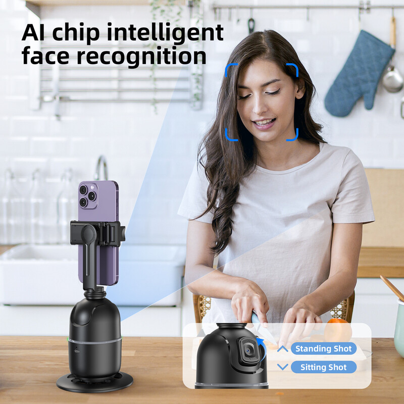 „Selfieshow P03“ stabilizatorius 360° automatinis veido sekimo AI „Gimbal“ „viskas viename“ stalinio telefono laikiklio trikojis, skirtas išmaniajam telefonui Vaizdo įrašų įrašas „Live“
