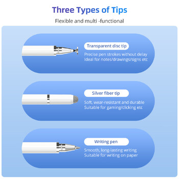 Fonken Magnetic Adsorption 3 σε 1 Universal Capacitive Stylus Pen για Iphone Huawei Android Οθόνες αφής Tablet Μολύβι γραφής