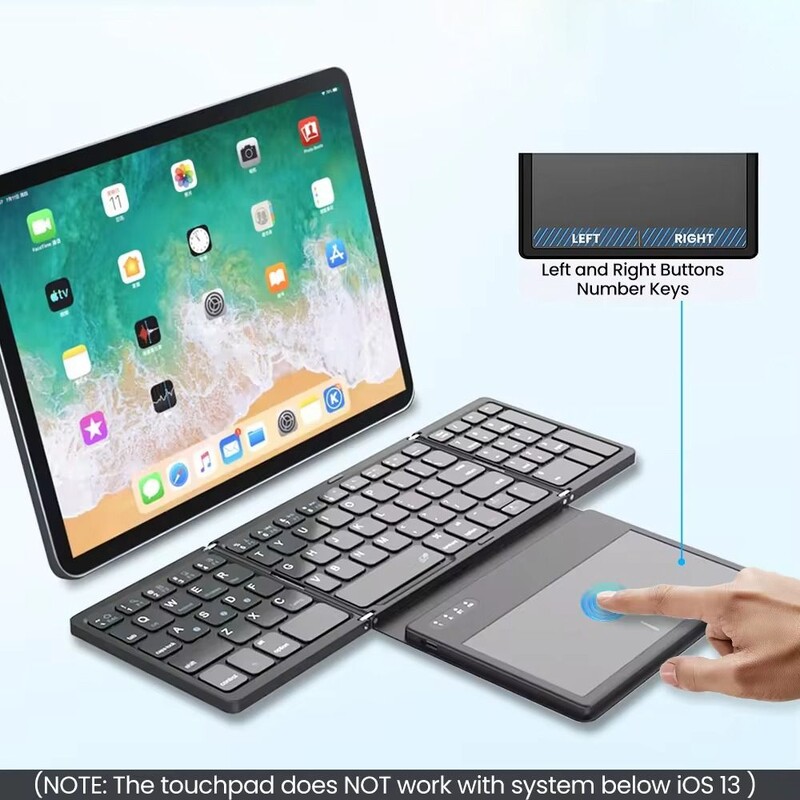 Touchpad Bluetooth tipkovnica Prijenosni dodaci Bežična Bluetooth tipkovnica lagano trostruko sklapanje za IOS/Android/Windows