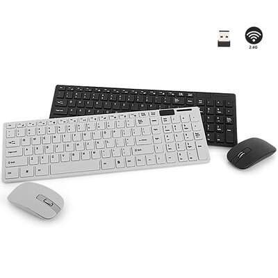 Kit combinat tastatură și mouse fără fir ultra subțire 2.4G Tastatură de computer cu mouse Plug and Play pentru laptop PC desktop