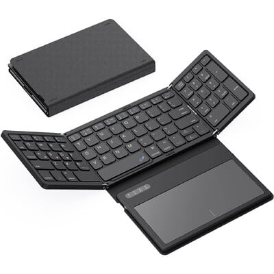 Tastatură Bluetooth pliabilă Tastatură pliabilă portabilă de dimensiune completă cu touchpad Tastatură de călătorie fără fir pentru Windows/iOS/Android