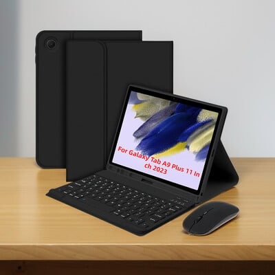 Pentru Samsung Galaxy Tab A9+ Husă de 11 inchi cu husă pentru tastatură compatibilă cu Bluetooth și husă pentru tastatură pentru mouse Tastatură BT detașabilă