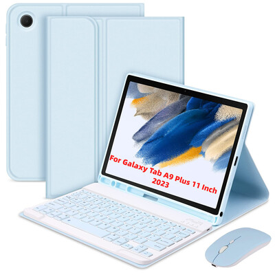 Για Samsung Galaxy Tab A9 Plus 11 ιντσών θήκη με κάλυμμα πληκτρολογίου συμβατό με Bluetooth Αυτόματο ύπνο/αφύπνιση με θήκη μολυβιού με ποντίκι