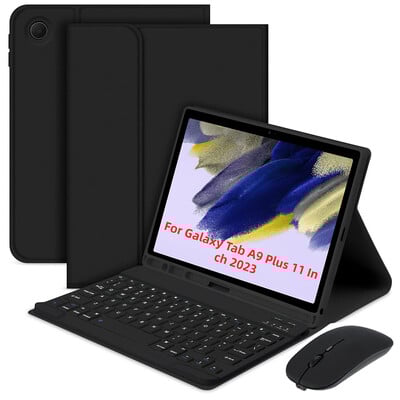 Για Samsung Galaxy Tab A9 Plus 11 ιντσών Θήκη πληκτρολογίου Auto Sleep/Wake Αποσπώμενο πληκτρολόγιο BT με Δερμάτινο κάλυμμα φύλλου θήκης μολυβιού
