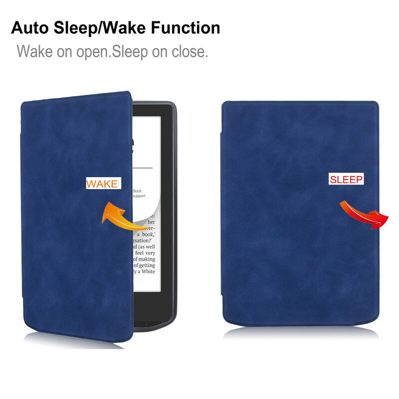 „PocketBook Verse 629“ ir „Verse Pro 634“ išmanusis odinis dėklas PB629 PB634 apsauginis dangtelis „Soft Shell“ su automatiniu miego režimu.