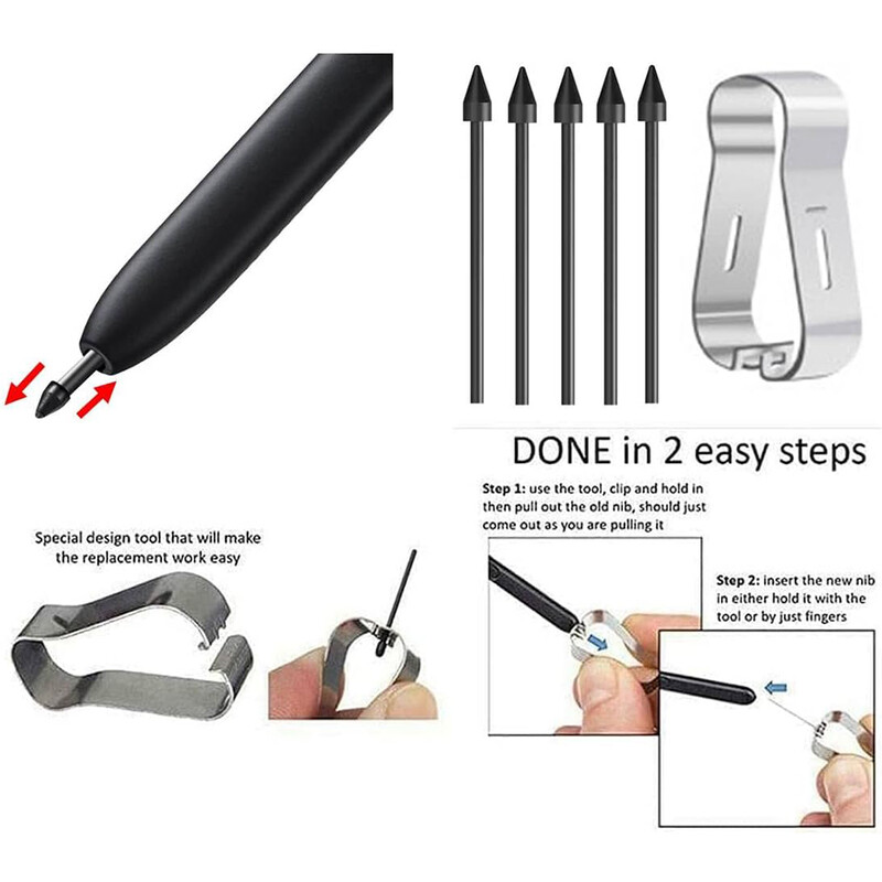 S23 Ultra Pen Vrh Stylus Pen Zamjenski vrh vrha za Samsung Galaxy S22 Ultra / S23 Ultra Rezervni vrhovi s metalnom kopčom