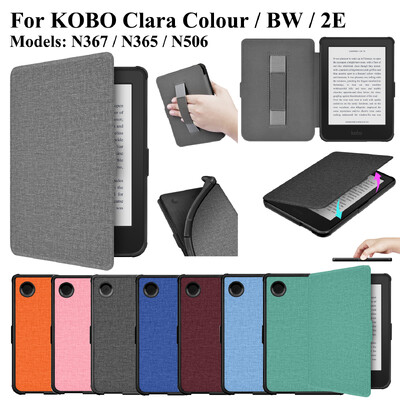 Για Kobo Clara Color BW 2024 2E Θήκη με λουράκι στήριξης ζώνης χειρός 6 ιντσών Sleep Wake Ebook Κάλυμμα N367 N365 N506 Capa Funda Hoesje