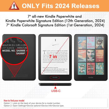 Θήκη 2024 για Kindle Paperwhite 6 και Colorsoft ολοκαίνουργιο 7 ιντσών 12ης γενιάς SA569P SA568B Magnetic Protective Shell Cover 7\'\'