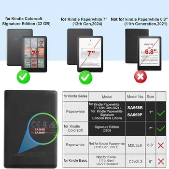 Για Kindle Paperwhite 2024 (12th Gen) Θήκη Colorsoft 7 ιντσών eReader Cover TPU Protective Shell with Hand Support Auto Wake/Sleep