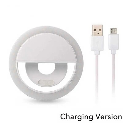 LED светлинен пръстен USB Charge Led Selfie Ring Light Съвместим с iPhone Samsung Xiaomi Мобилен телефон Щипка за пръстен на обектива Лампа за селфи