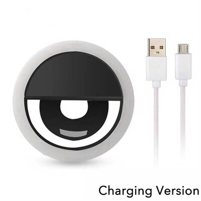 LED светлинен пръстен USB Charge Led Selfie Ring Light Съвместим с iPhone Samsung Xiaomi Мобилен телефон Щипка за пръстен на обектива Лампа за селфи